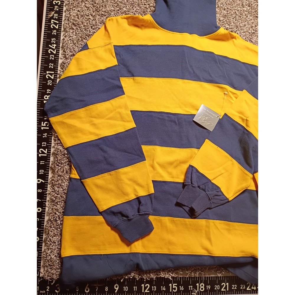 Vintage Lord & Taylor Kensington Collection Striped Turtleneck Shirt Navy Yellow
